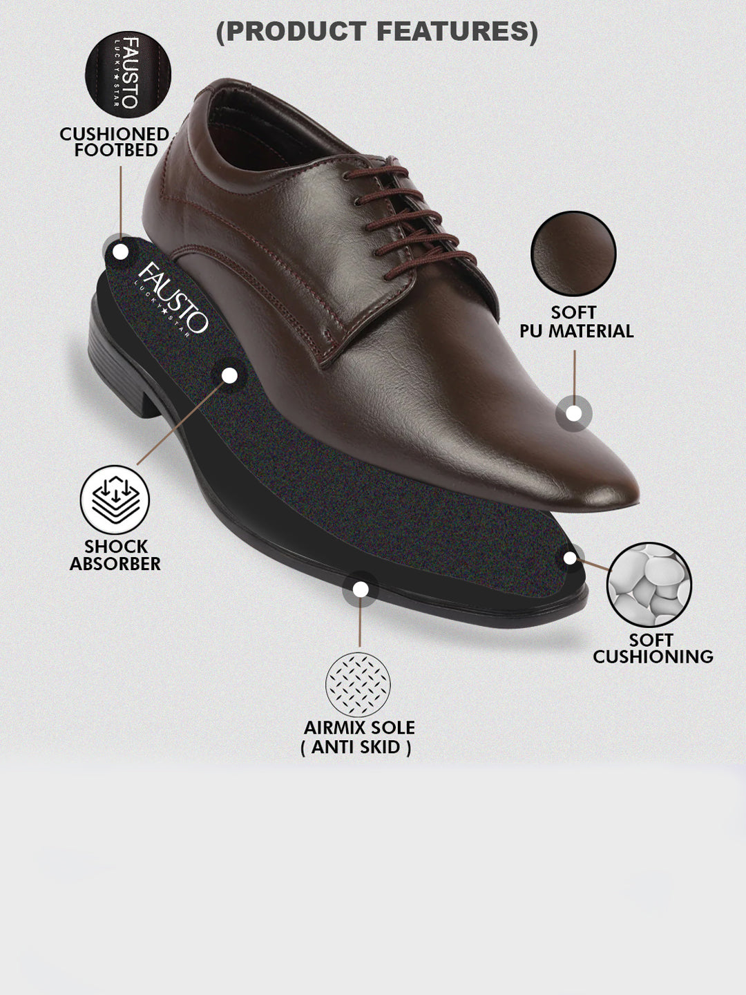 men brown formal office dress lace up derby shoes