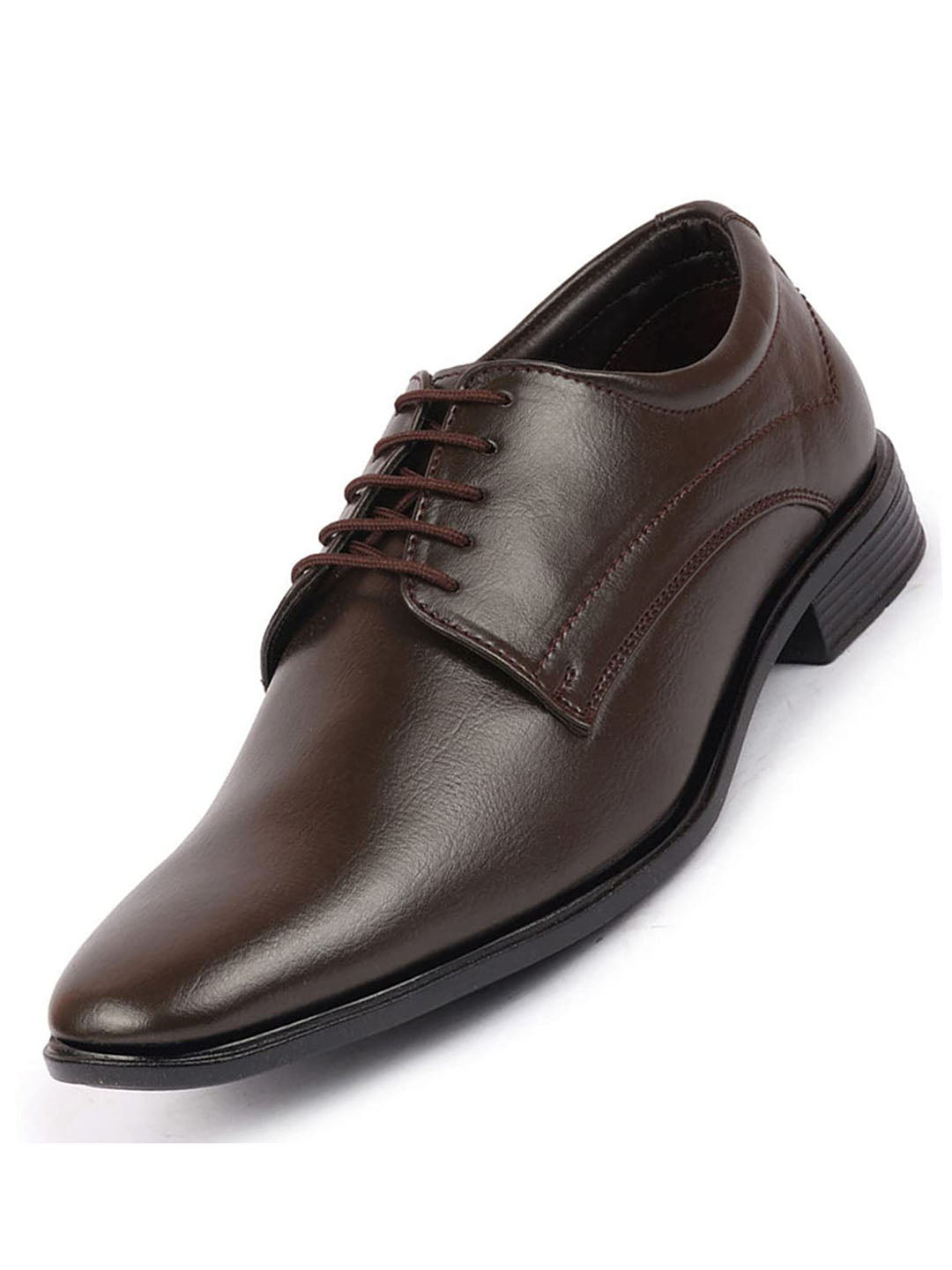 men brown formal office dress lace up derby shoes