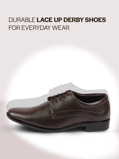 Men Brown Formal Office Dress Lace Up Derby Shoes