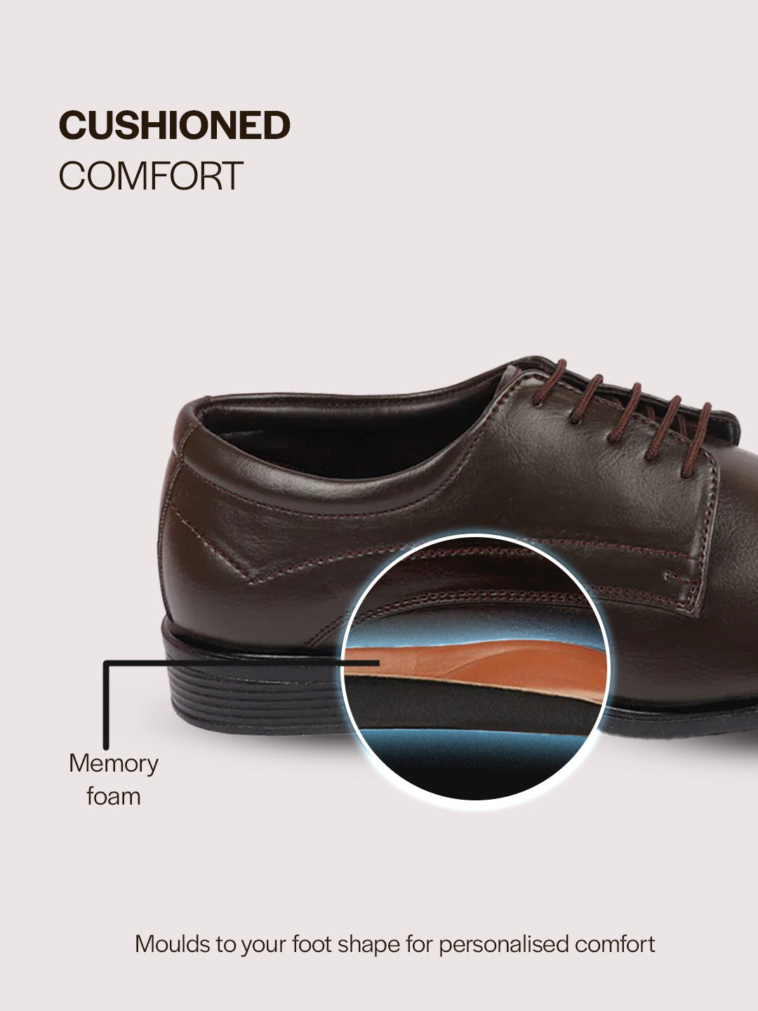 Men Brown Formal Office Dress Lace Up Derby Shoes