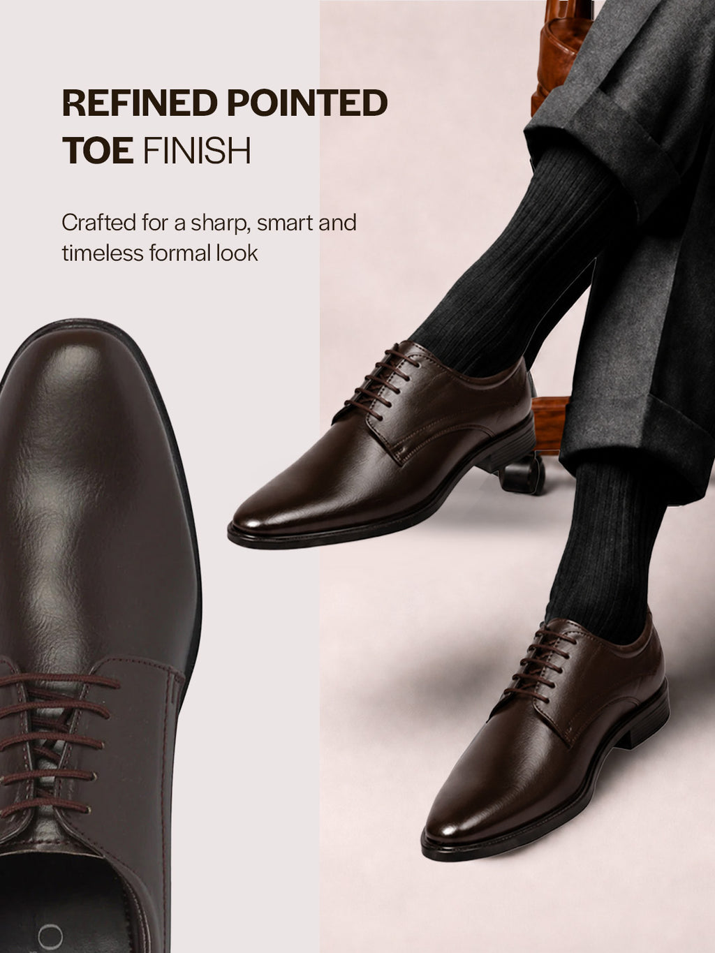 Men Brown Formal Office Dress Lace Up Derby Shoes