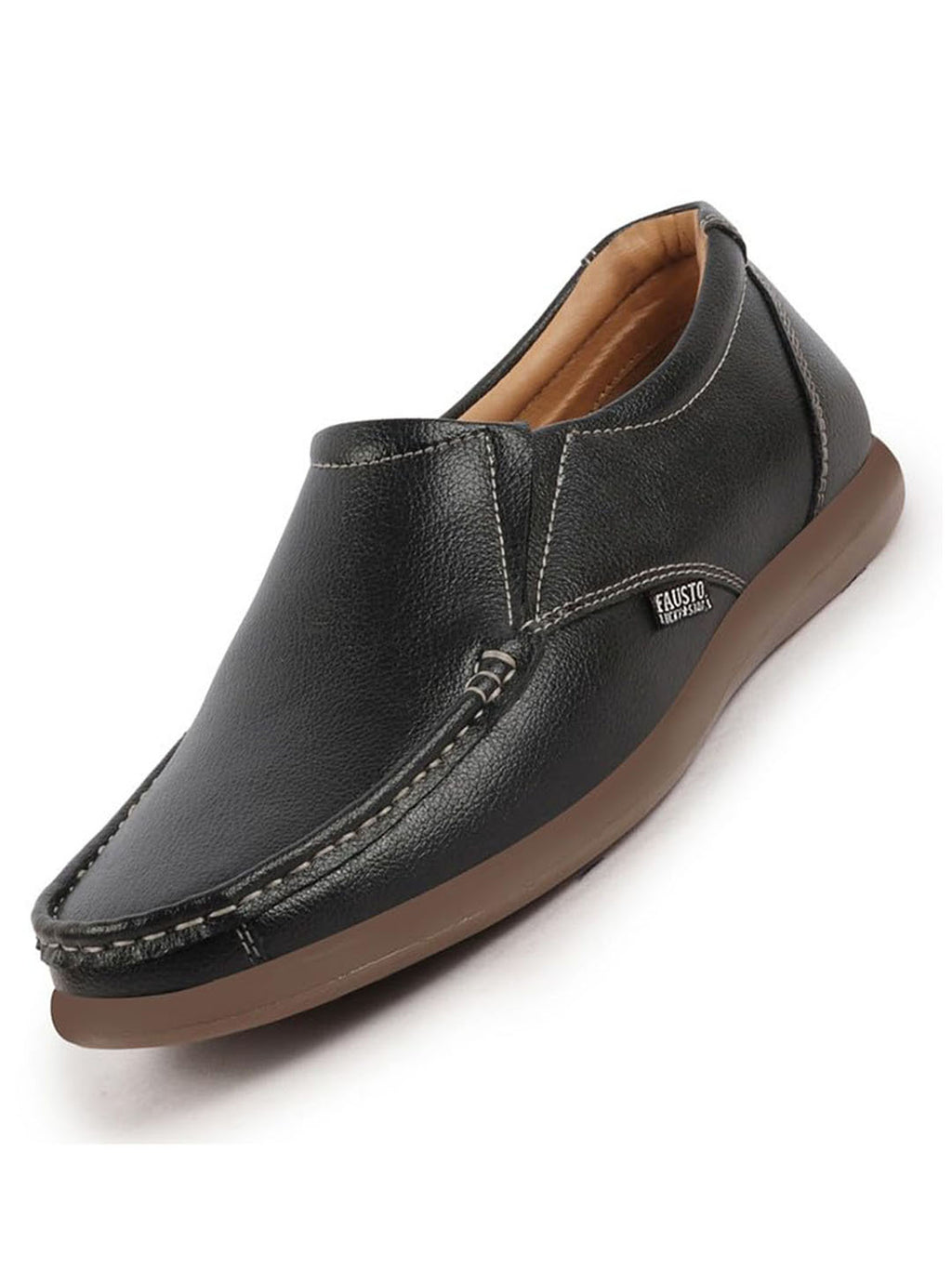 Shop Men Black Side Stitched Casual Comfort Slip On Loafer Shoes Online.