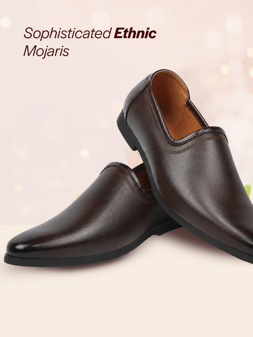 shop men brown ethnic slip-on lightweight jutis & mojaris online.