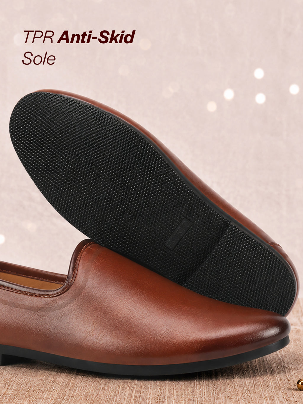 shop men tan ethnic slip-on lightweight jutis & mojaris online.