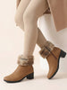 Women Tan High Ankle Flared Heel Side Zipper Winter Classic Fur Boots|Outdoor Boots|Work Boot