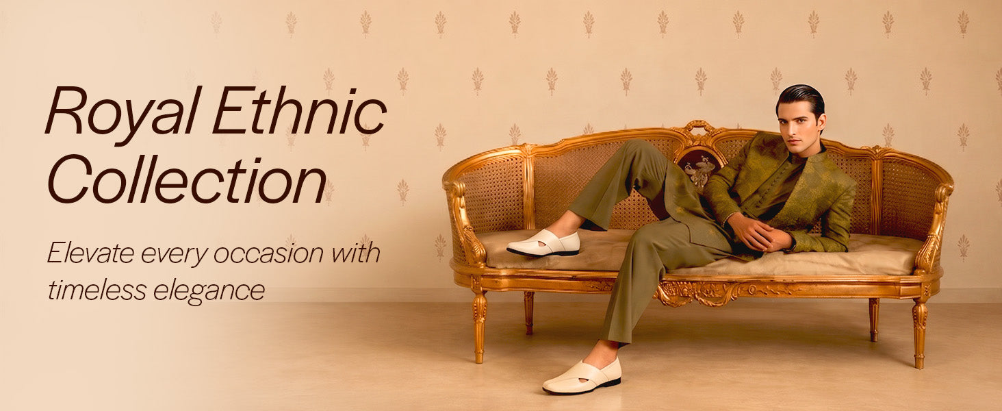 Men Ethnic Tan Criss Cross Slip On Juttis and Mojaris
