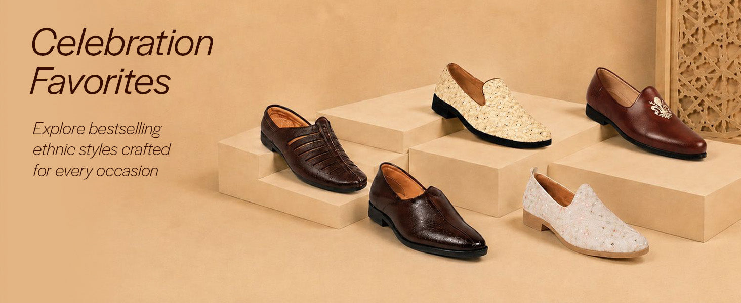 Men Ethnic Tan Criss Cross Slip On Juttis and Mojaris