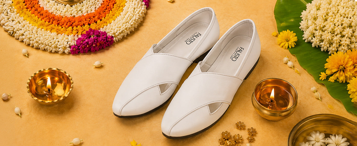 Men Ethnic Tan Criss Cross Slip On Juttis and Mojaris