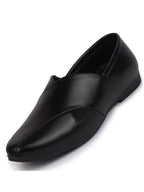 men ethnic black criss cross slip on juttis and mojaris