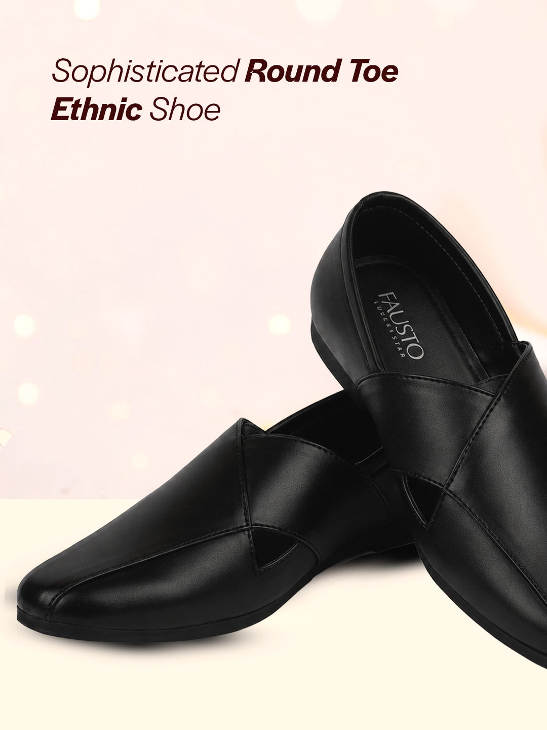 men ethnic black criss cross slip on juttis and mojaris