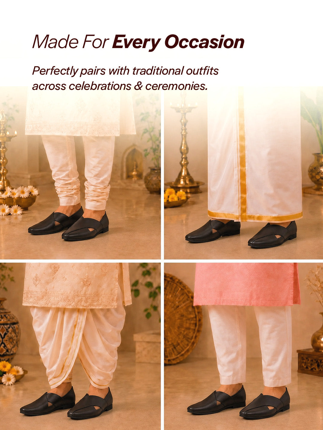 men ethnic black criss cross slip on juttis and mojaris
