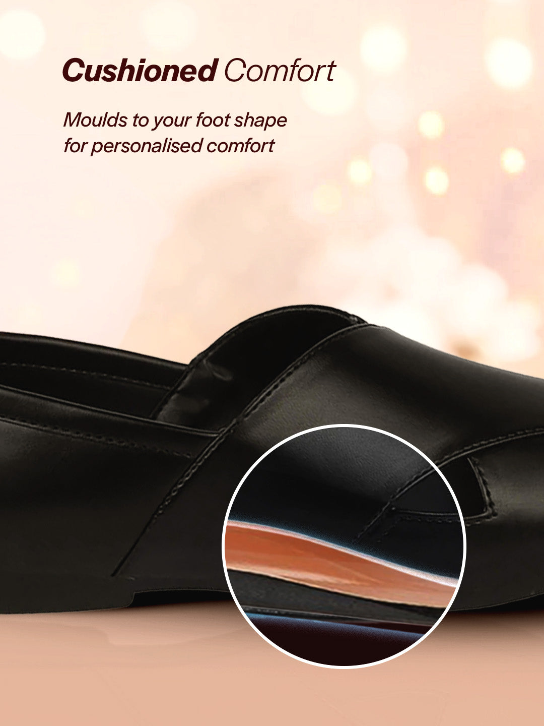 men ethnic black criss cross slip on juttis and mojaris