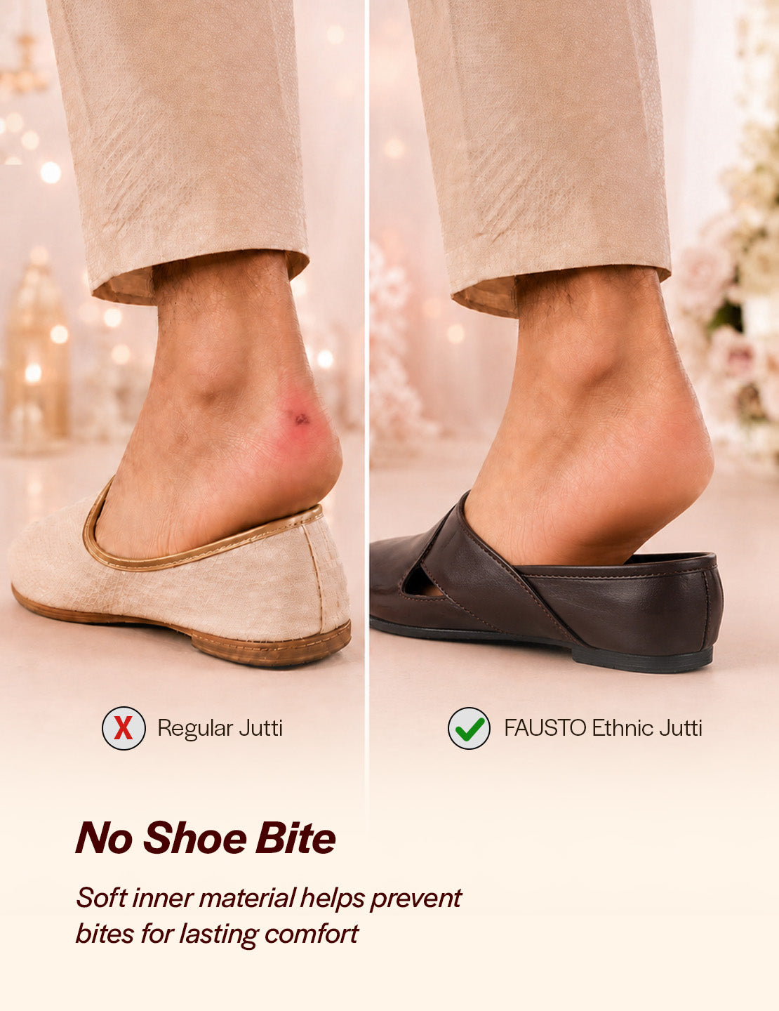 men ethnic brown criss cross slip on juttis and mojaris