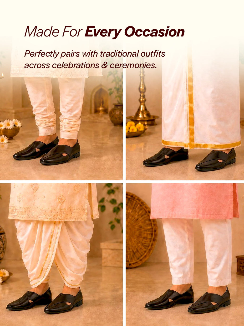 men ethnic brown criss cross slip on juttis and mojaris