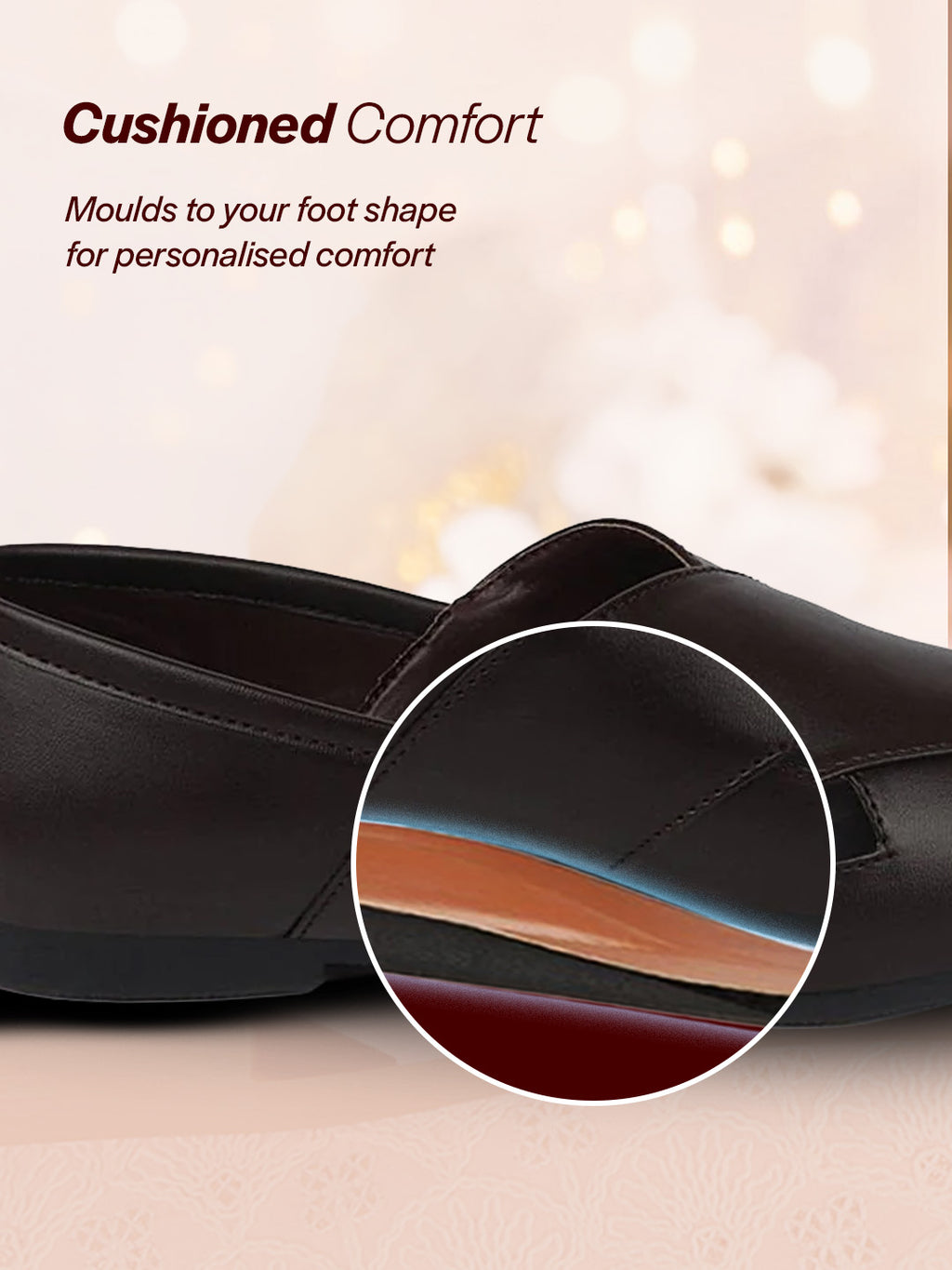 men ethnic brown criss cross slip on juttis and mojaris