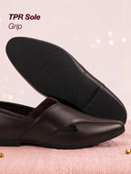 men ethnic brown criss cross slip on juttis and mojaris