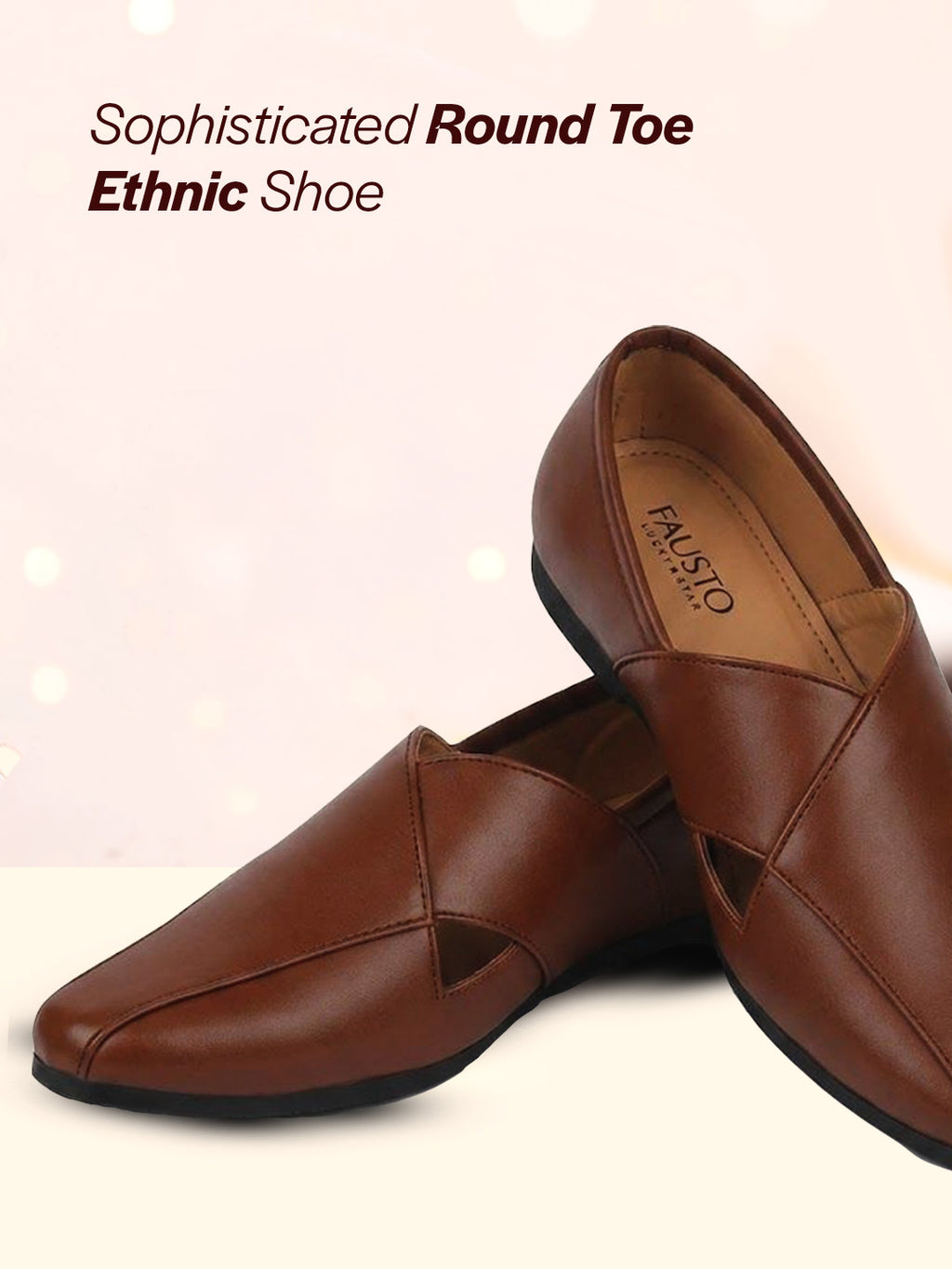 men ethnic tan criss cross slip on juttis and mojaris