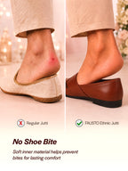 men ethnic tan criss cross slip on juttis and mojaris