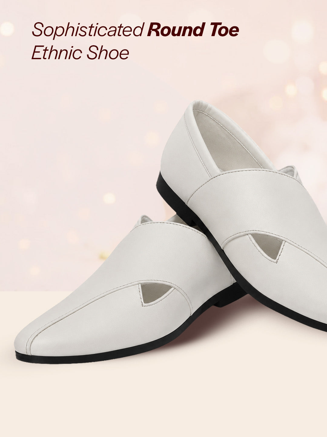 Shop Men Ethnic White Criss Cross Slip On Juttis and Mojaris Online.