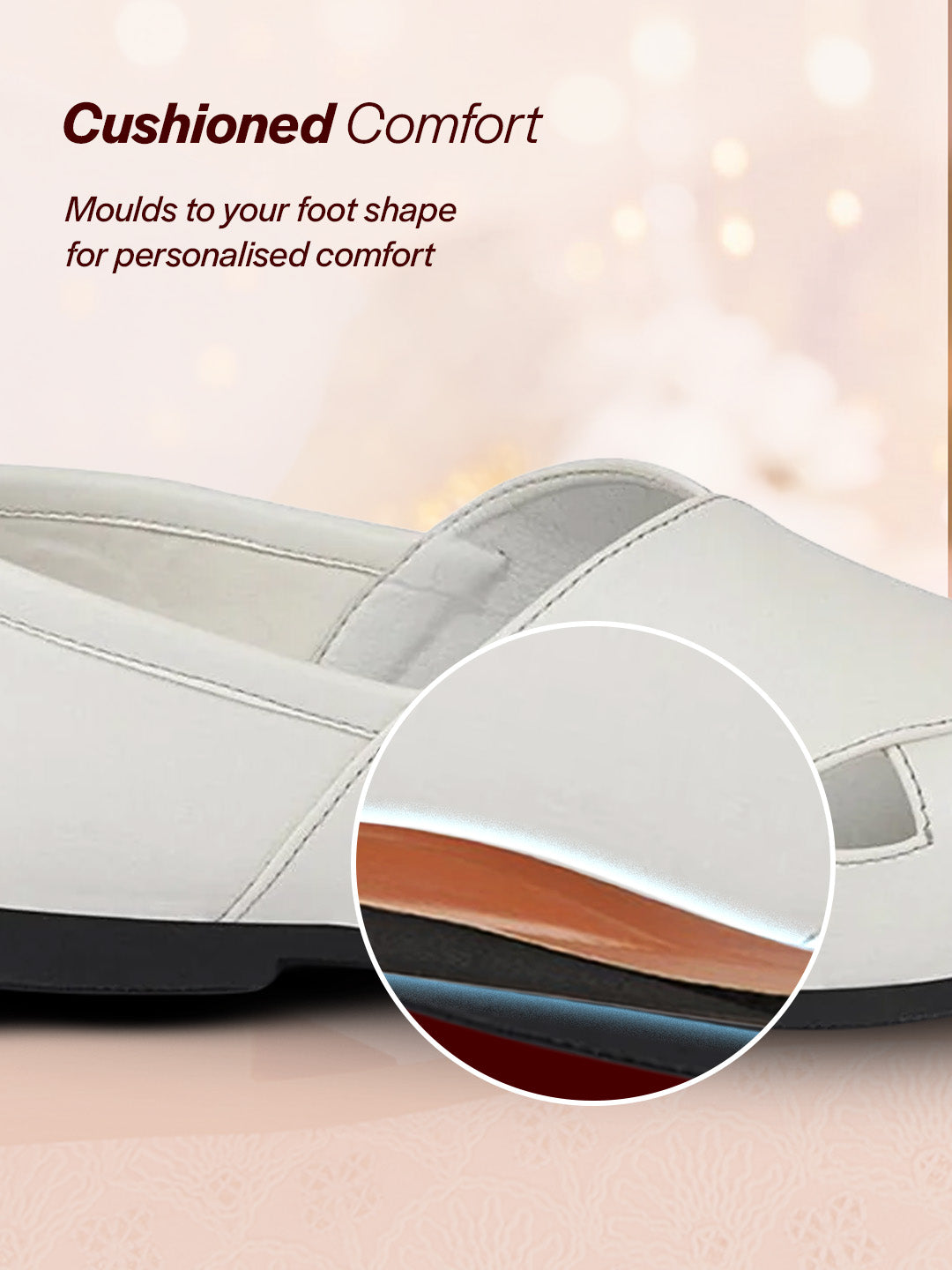 Shop Men Ethnic White Criss Cross Slip On Juttis and Mojaris Online.