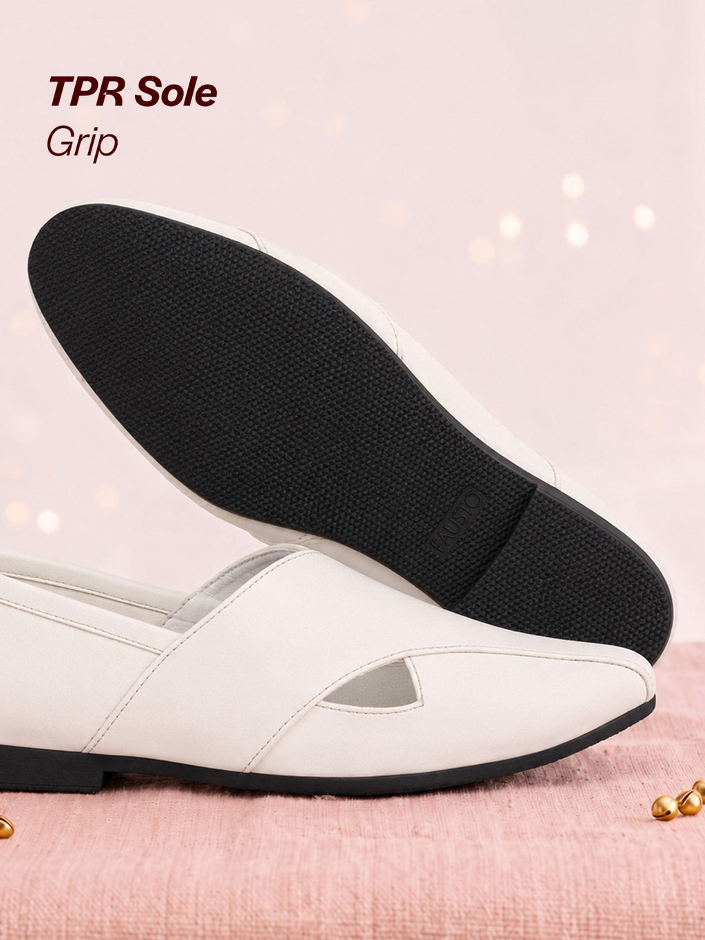 Shop Men Ethnic White Criss Cross Slip On Juttis and Mojaris Online.