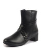 Women Black High Ankle Elegant Slip On Winter Boots|Flared Heel Casual Shoes for Work|Office