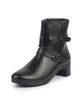 Women High Top Side Zipper Platform Flared Heel Formal Boot Mid Ankle Double Strap Monk Chelsea Boots