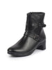 Women High Top Side Zipper Platform Flared Heel Formal Boot Mid Ankle Double Strap Monk Chelsea Boots