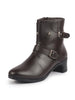 Women High Top Side Zipper Platform Flared Heel Formal Boot Mid Ankle Double Strap Monk Chelsea Boots