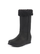 Women Black High Ankle Side Zipper Winter Classic Fur Boots|Memory Cushion Inslole|Platform Wedge Heel Mid Calf Work Boot
