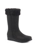 Women Black High Ankle Side Zipper Winter Classic Fur Boots|Memory Cushion Inslole|Platform Wedge Heel Mid Calf Work Boot