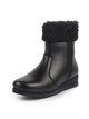 Women Black High Top Side Zipper Platform Wedge Heel Formal Furr Winter High Ankle Slip-On Boots