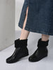 Women High Top Side Zipper Platform Wedge Heel Formal Furr Boot Winter High Ankle Slip-On Boots