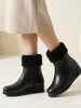 Women High Top Side Zipper Platform Wedge Heel Formal Furr Boot Winter High Ankle Slip-On Boots