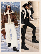 Women High Top Side Zipper Platform Wedge Heel Formal Furr Boot Winter High Ankle Slip-On Boots