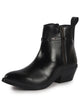 Women Black Mid Ankle Flared Heel Side Zipper Winter Boots|Dress Boot|Office Boot
