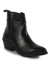 Women Black Mid Ankle Flared Heel Side Zipper Winter Boots|Dress Boot|Office Boot