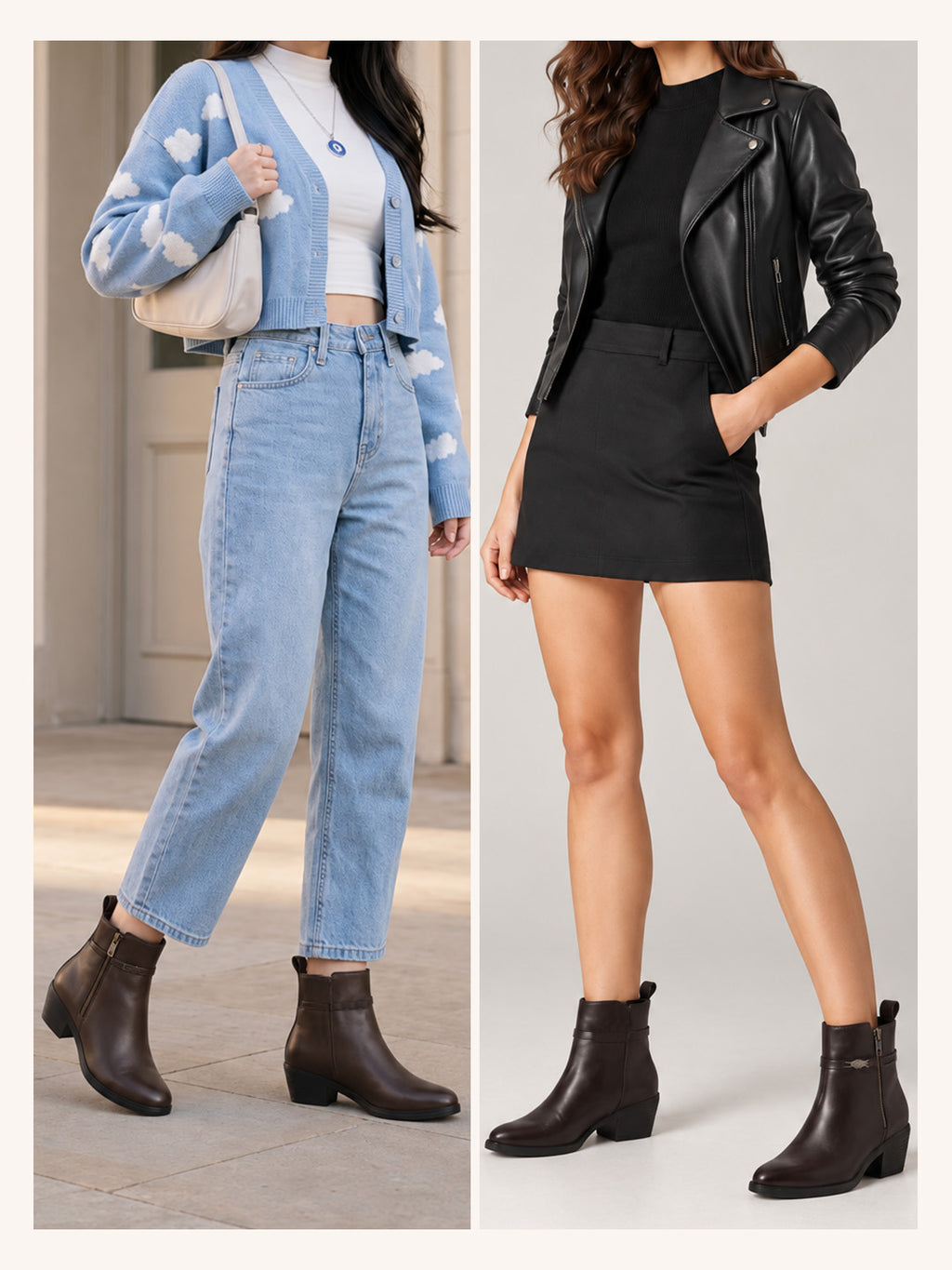 Women Brown Mid Ankle Flared Heel Side Zipper Winter Boots|Dress Boot|Office Boot