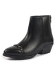Women Black Flared Heel High Ankle Back Side Zipper Horsebit Buckle Chelsea Work Boots|Outdoor Boots|Formal Boots