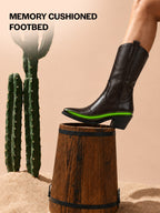 Women Brown Knee Length Side Zipper Closure Pointed Toe Flared Heel Long Boots for Winter|Outdoor Boots