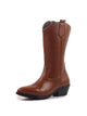 Women Tan Knee Length Side Zipper Closure Pointed Toe Flared Heel Long Boots for Winter|Outdoor Boots