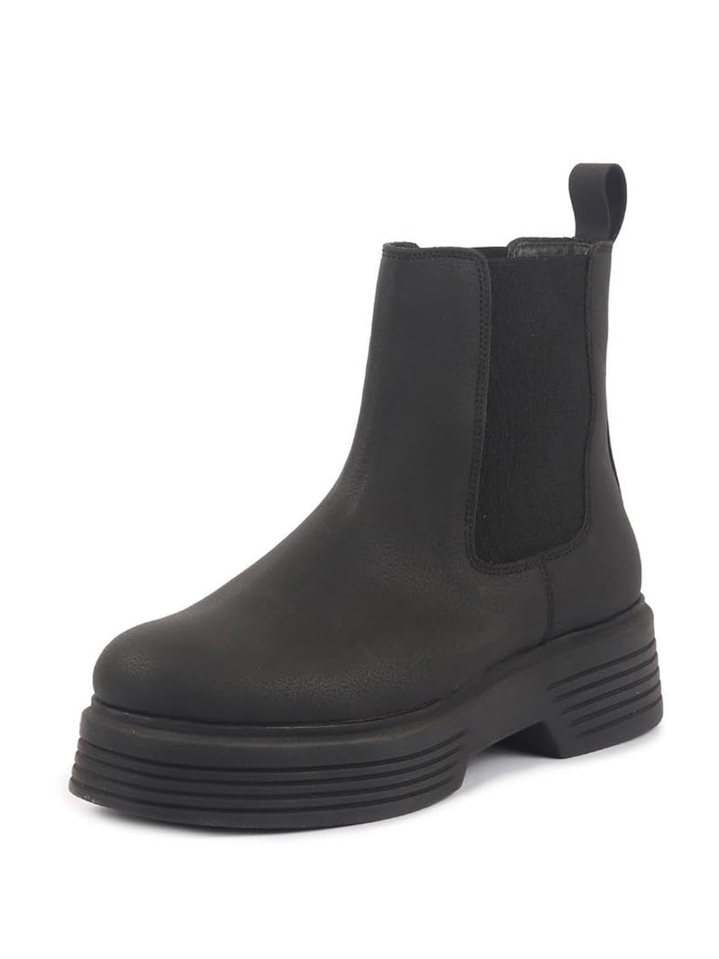 Women Black Height Enhancer Flared Heel High Ankle Top Winter Chelsea Boots|Work Boot|Memory Cushioned Footbed