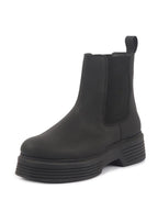 Women Black Height Enhancer Flared Heel High Ankle Top Winter Chelsea Boots|Work Boot|Memory Cushioned Footbed