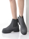 Women Black Height Enhancer Flared Heel High Ankle Top Winter Chelsea Boots|Work Boot|Memory Cushioned Footbed