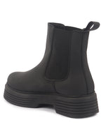 Women Black Height Enhancer Flared Heel High Ankle Top Winter Chelsea Boots|Work Boot|Memory Cushioned Footbed
