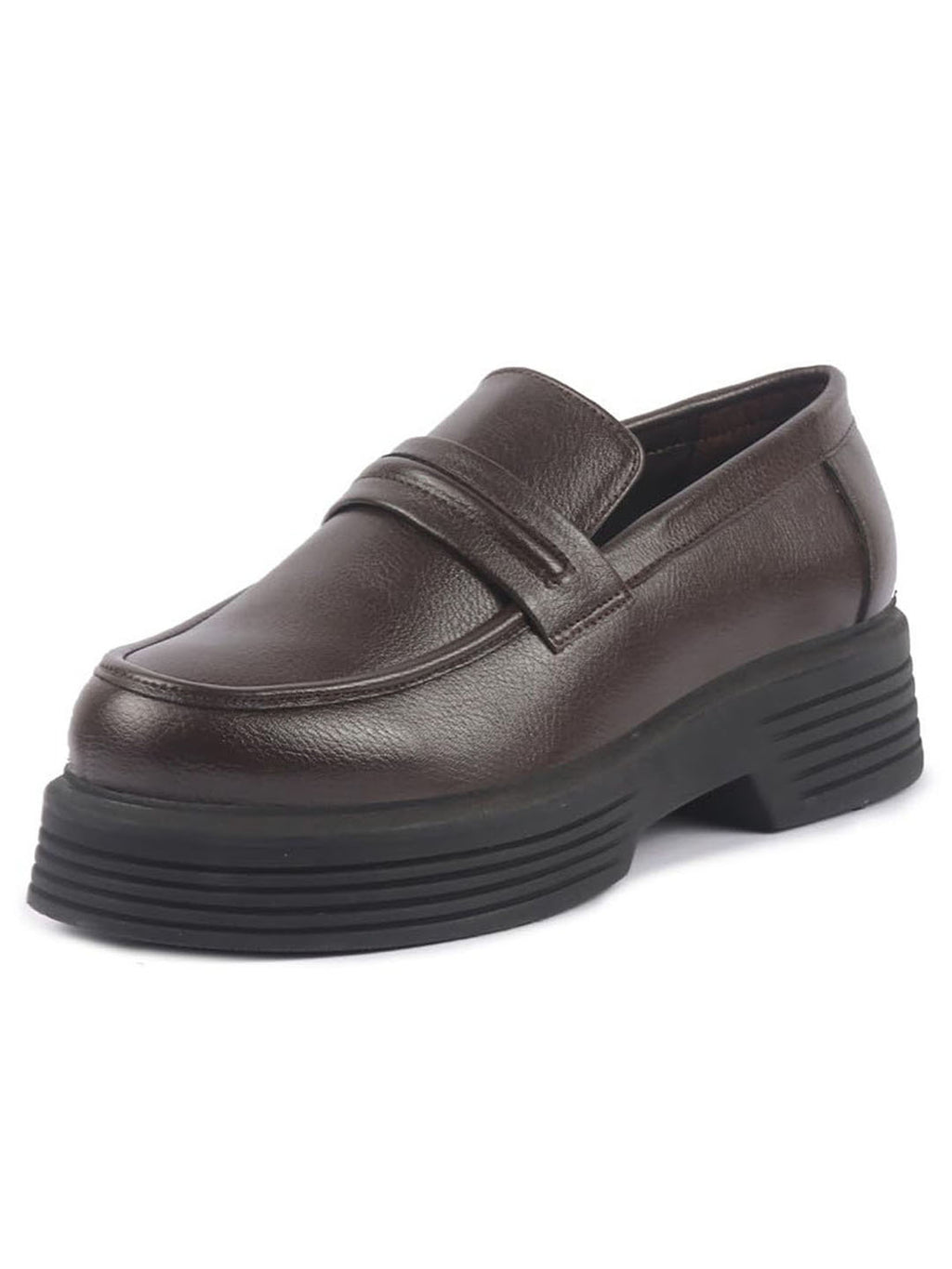 Women Brown Height Enhancer Formal Office Classic Slip On Shoes|Office Meeting Slip On Shoe|Memory Cushioned Footbed