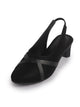 FAUSTO Women Black Cross Strap Vamp Formal Round Toe Block Heel Slingback Pumps | Lightweight Shock-Absorbing Cushioned Insole | Closed Toe Sandals for Party, Travel, Outing, Semi-Formal
