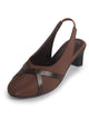 FAUSTO Women Brown Cross Strap Vamp Formal Round Toe Block Heel Slingback Pumps | Lightweight Shock-Absorbing Cushioned Insole | Closed Toe Sandals for Party, Travel, Outing, Semi-Formal