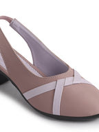 comfortable walking heels with elastic collar