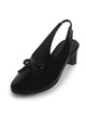 FAUSTO Women Black Patent Leather Elegant Front Bow Slingback Block Heel Pumps for Office, Casual and Party | Padded Soft-Insole Footbed | Round Toe Anti Skid Sole Sandals for All Day Long